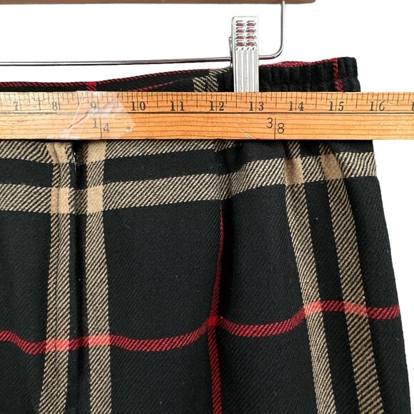 Nouveaux Plaid Maxi Skirt Womens Sz 14 Black Red Fringed Hem Fall Grunge Preppy - Picture 12 of 12